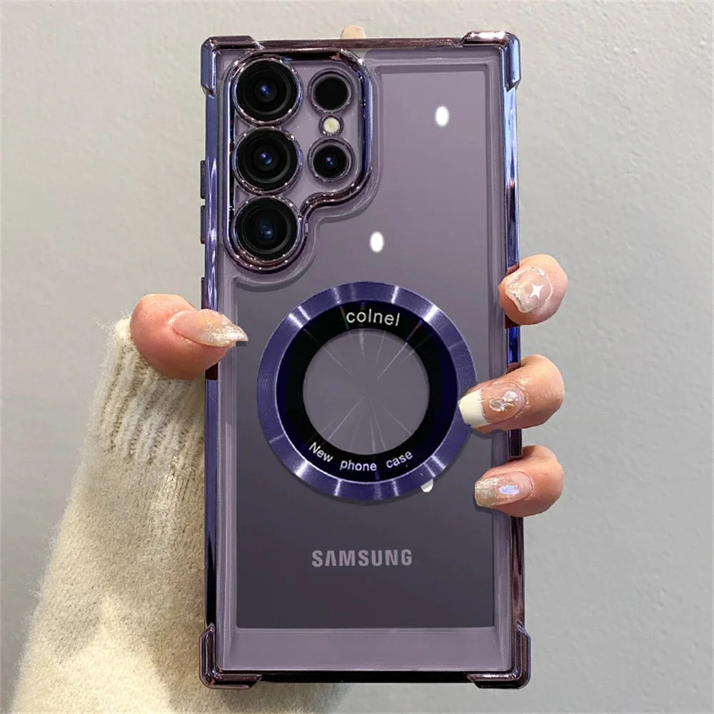 Magnetic Wireless Charging Case for Samsung S24/S23/S22 - Clear Lens Protection
