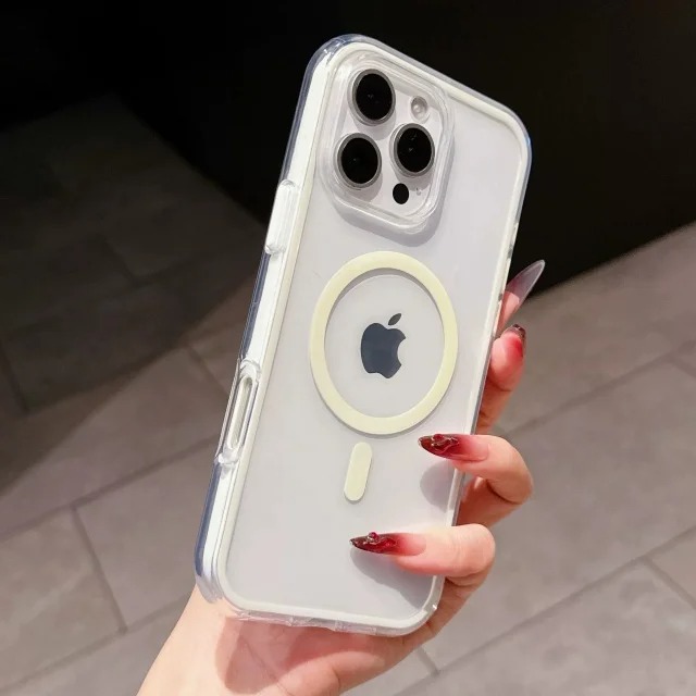 For iPhone 16 Pro Max Luxury Magsafe Magnetic Transparent TPU Frame Phone Case For iPhone 11 12 13 1