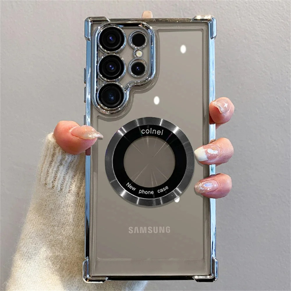 Magnetic Wireless Charging Case for Samsung S24/S23/S22 - Clear Lens Protection