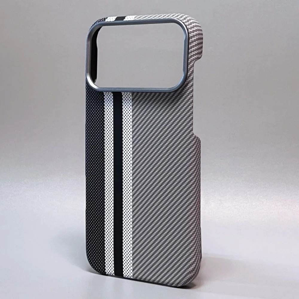 Premium Carbon Fiber iPhone Case - Metal Frame Hard Cover for iPhone 17/16/15/14/13 Pro Max