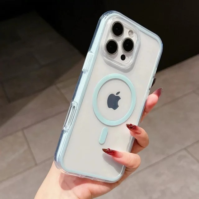For iPhone 16 Pro Max Luxury Magsafe Magnetic Transparent TPU Frame Phone Case For iPhone 11 12 13 1