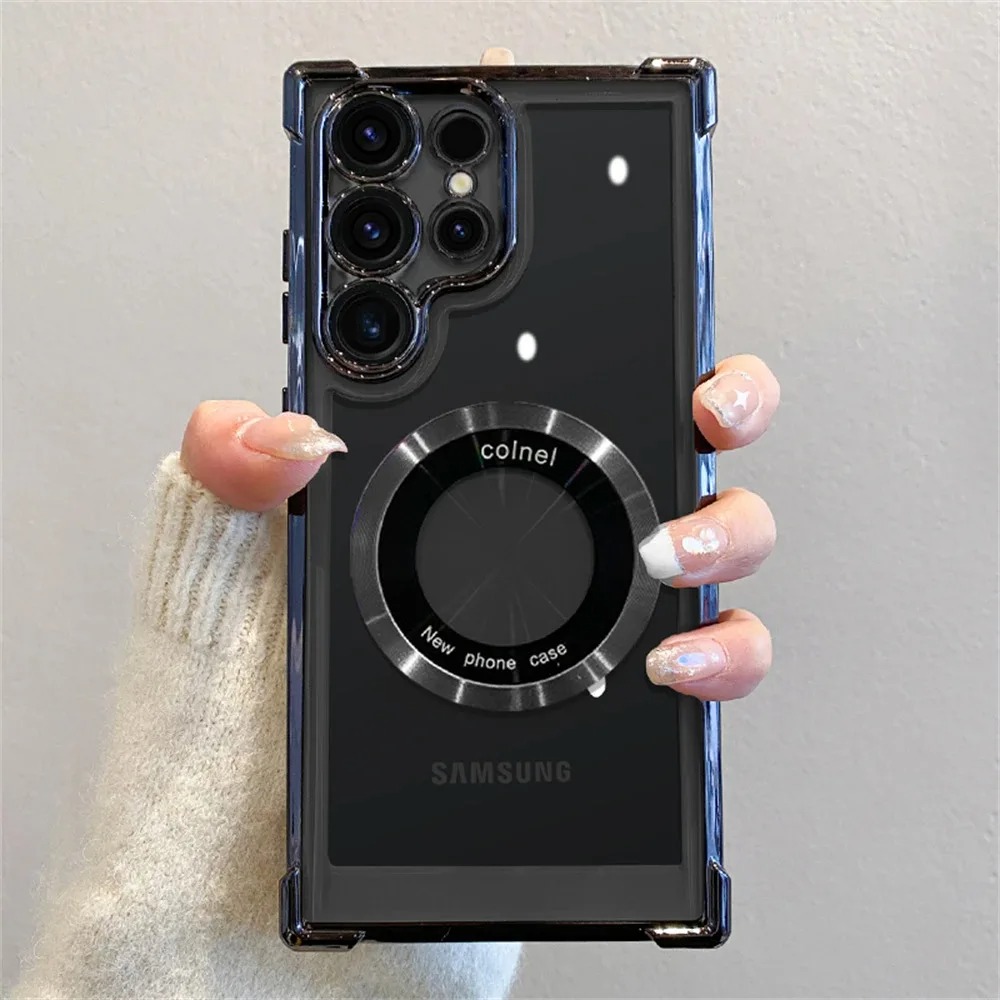 Magnetic Wireless Charging Case for Samsung S24/S23/S22 - Clear Lens Protection
