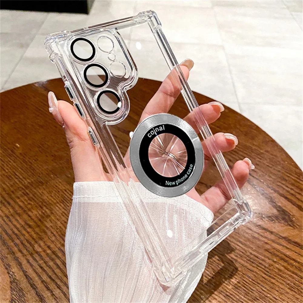 Magnetic Wireless Charging Case for Samsung S24/S23/S22 - Clear Lens Protection