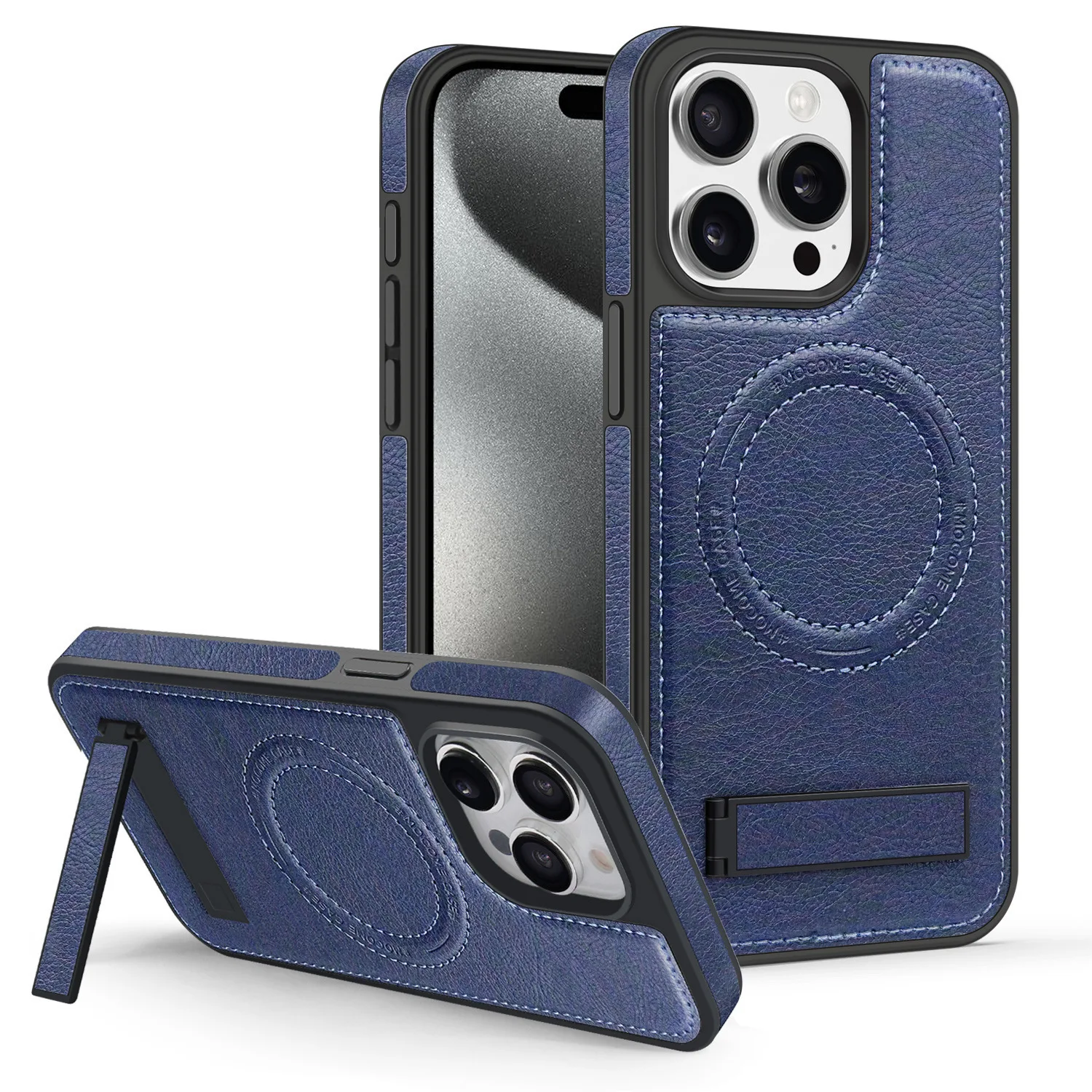Premium Leather iPhone Case with Stand - Fits iPhone 12/13/14/15/16/17 Pro Max