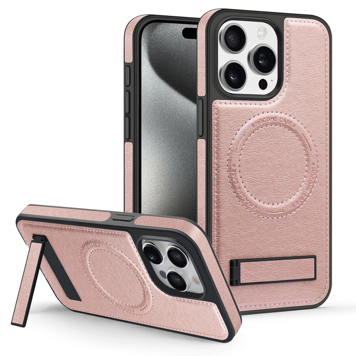 Premium Leather iPhone Case with Stand - Fits iPhone 12/13/14/15/16/17 Pro Max