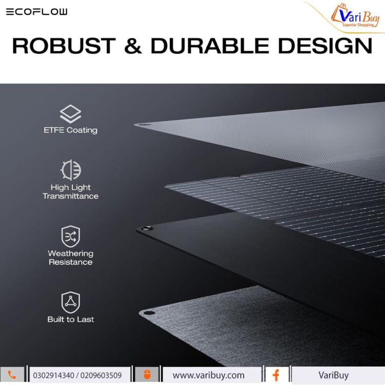 Ecoflow 160W Portable High-Efficiency Solar Panel| Up to 23% High Conversion Rate, Durable &amp; Lightweight, Adjustable Angle Kickstand Case, Waterproof IP68 for Outdoor Adventures