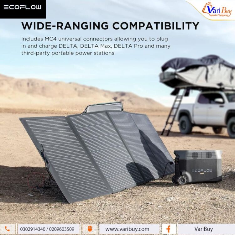 Ecoflow 400W Portable High-Efficiency Solar Panel| Up to 23% High Conversion Rate, Durable & Lightweight, Adjustable Angle Kickstand Case, Waterproof IP68 for Outdoor Adventures