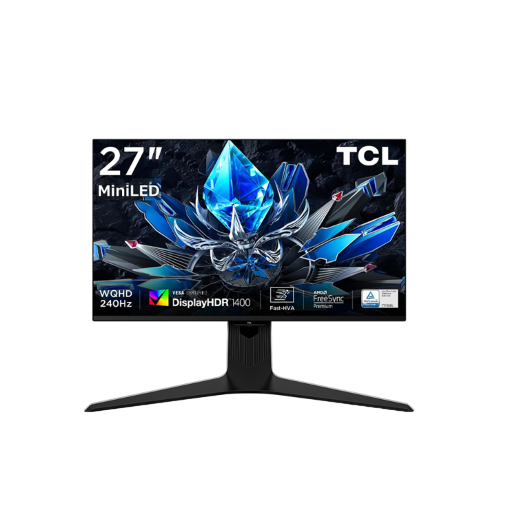 TCL 27″ 2K 240Hz QD-Mini Curved Gaming LED Monitor (2024) | 2560×1440 QHD, Ultra-high Peak Brightness, 10-bit Colour Depth, Ultimate Gaming, FreeSync Premium &amp; G-Sync Compatible  [27R73Q]