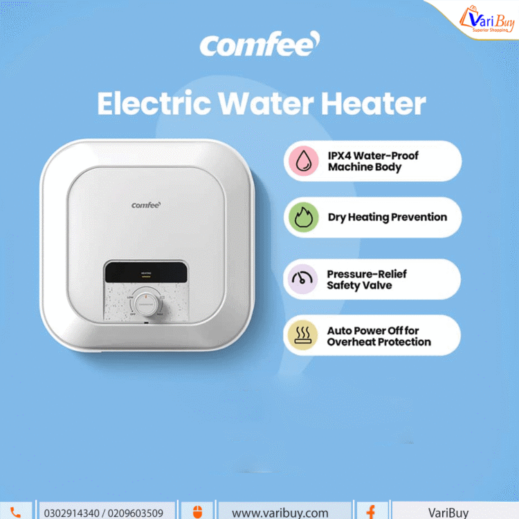 Comfee 15L Square Electric Water Heater| 2000W, IPX4 Water-Proof, Overheat Protection, Earthing Protection, Over Pressure Protection, 0.75MPa, Dry-Heating Protection, Energy Saving [D15-20VD1(C)]