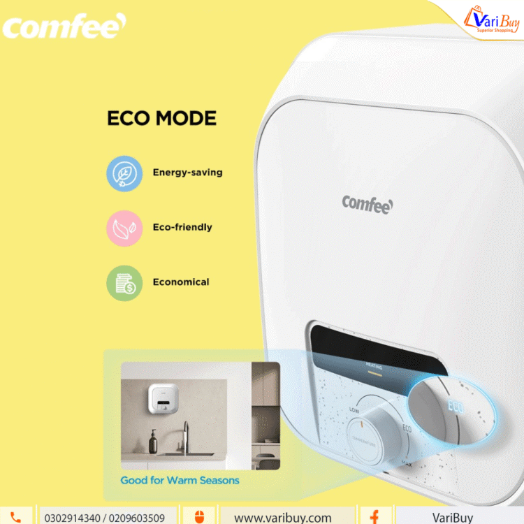 Comfee 15L Square Electric Water Heater| 2000W, IPX4 Water-Proof, Overheat Protection, Earthing Protection, Over Pressure Protection, 0.75MPa, Dry-Heating Protection, Energy Saving [D15-20VD1(C)]