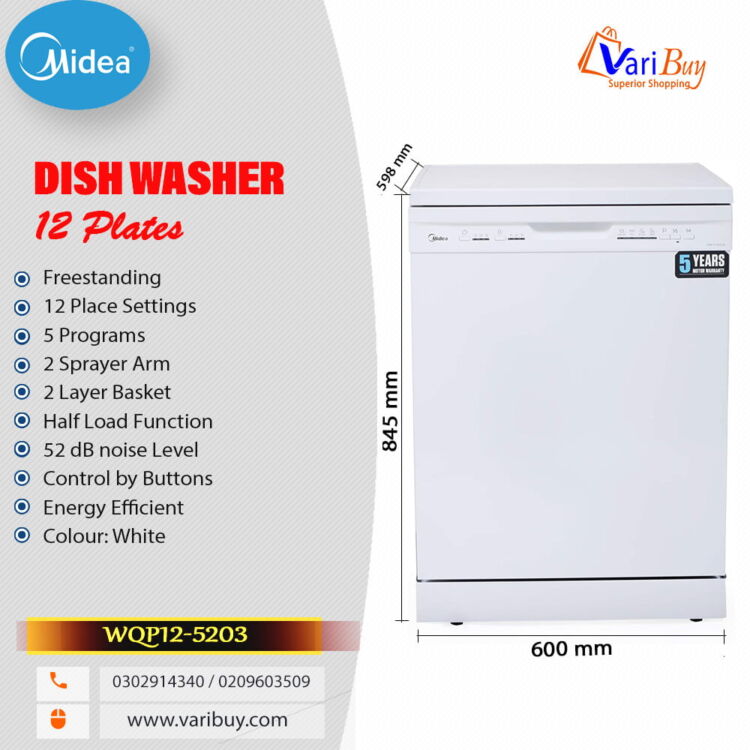 Midea Freestanding 12 Place Dishwasher| Inverter Quattro [WQP12-5203]
