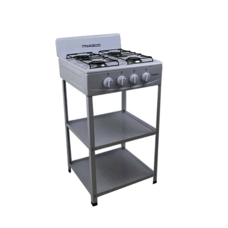Nasco 4 Burner Gas Stove |White, Black Caps [NASGS-K4BSS-S]