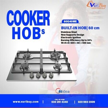 Midea 60cm Gas Hob| Stainless Steel [60G40ME]