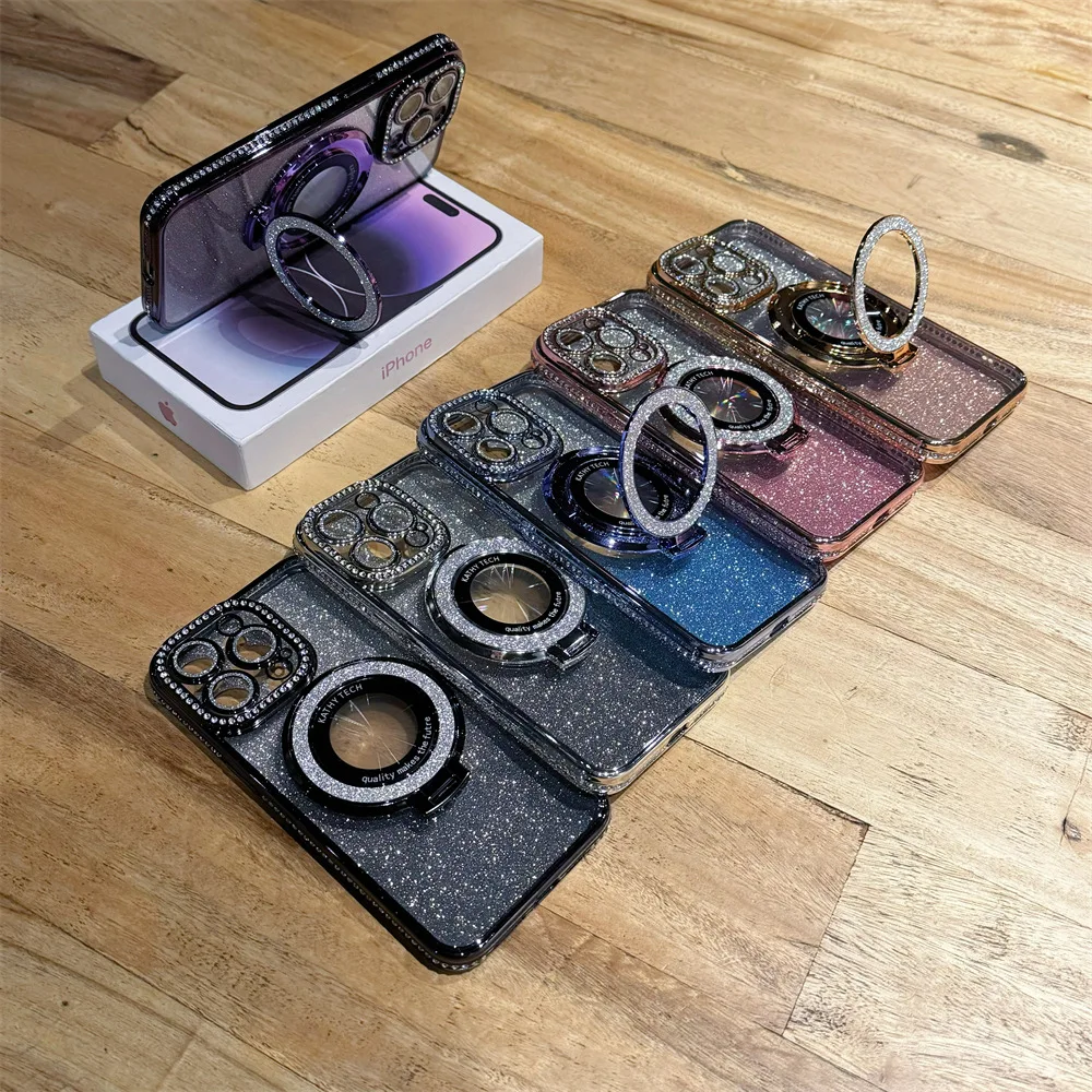 Graded Glitter Magnetic Stand Drop-Proof Phone Case – For iPhone 16 / 15 / 14 Pro Max video